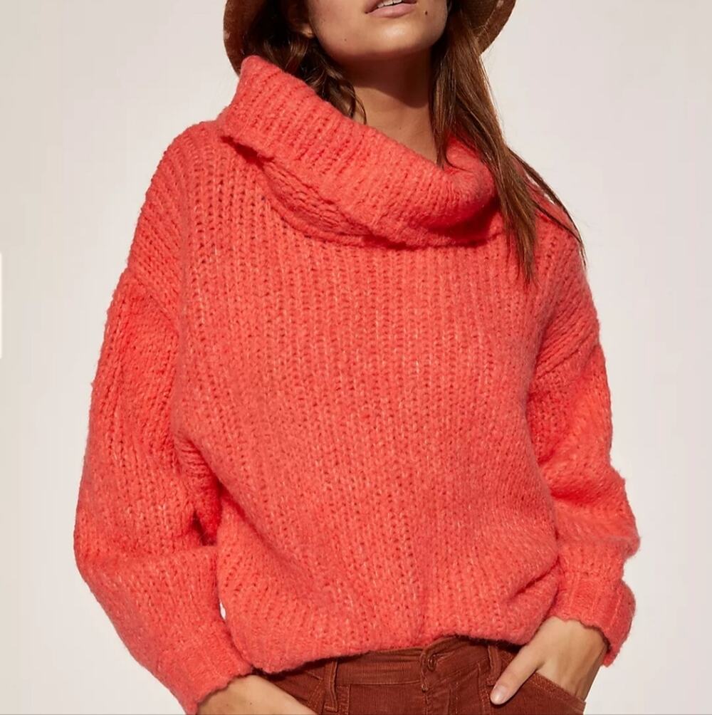 Anthropologie Pilcro Zamora Cowl Neck Alpaca Wool Blend Chunky Knit Sweater L